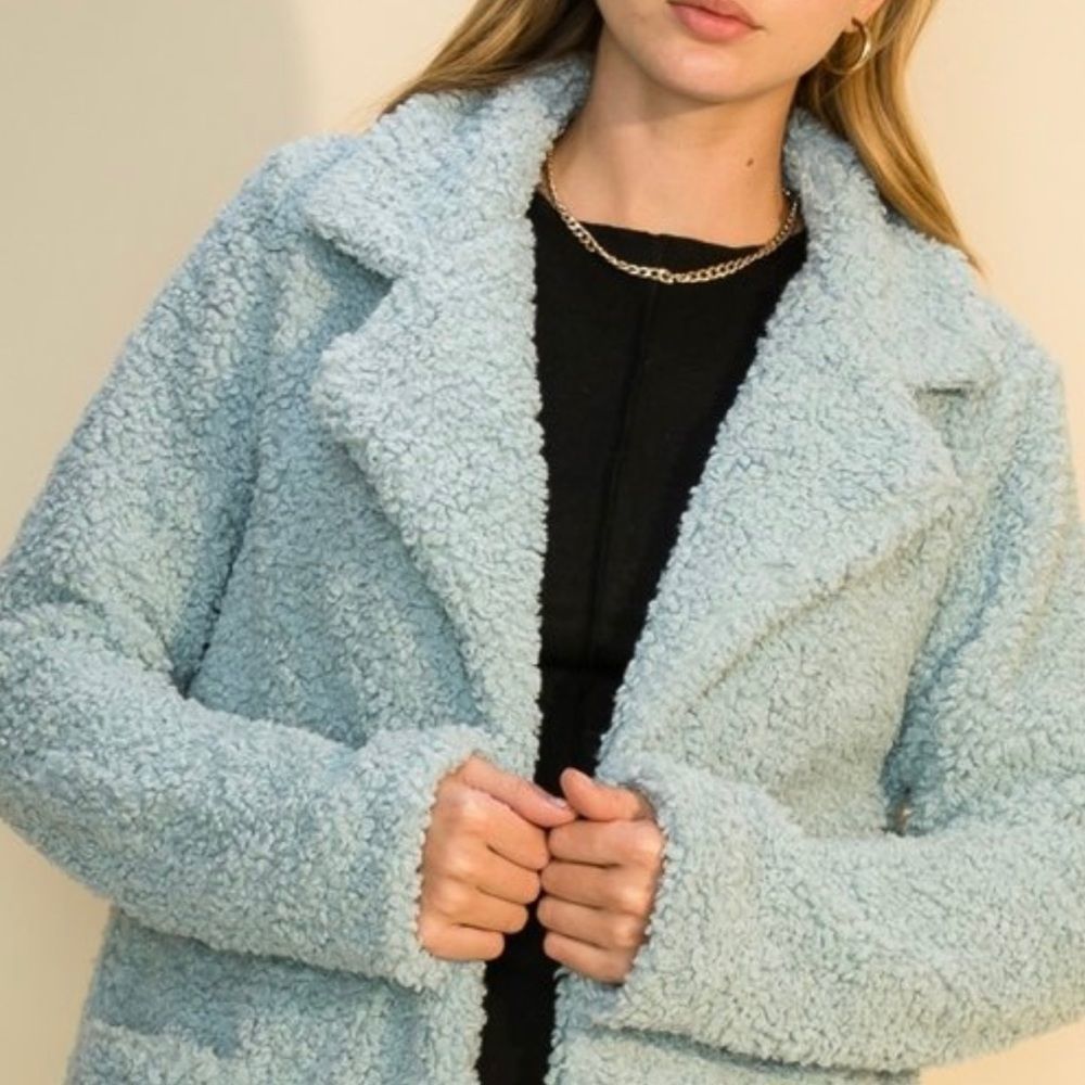 Light Blue Teddy Coat - Picture 2 of 7